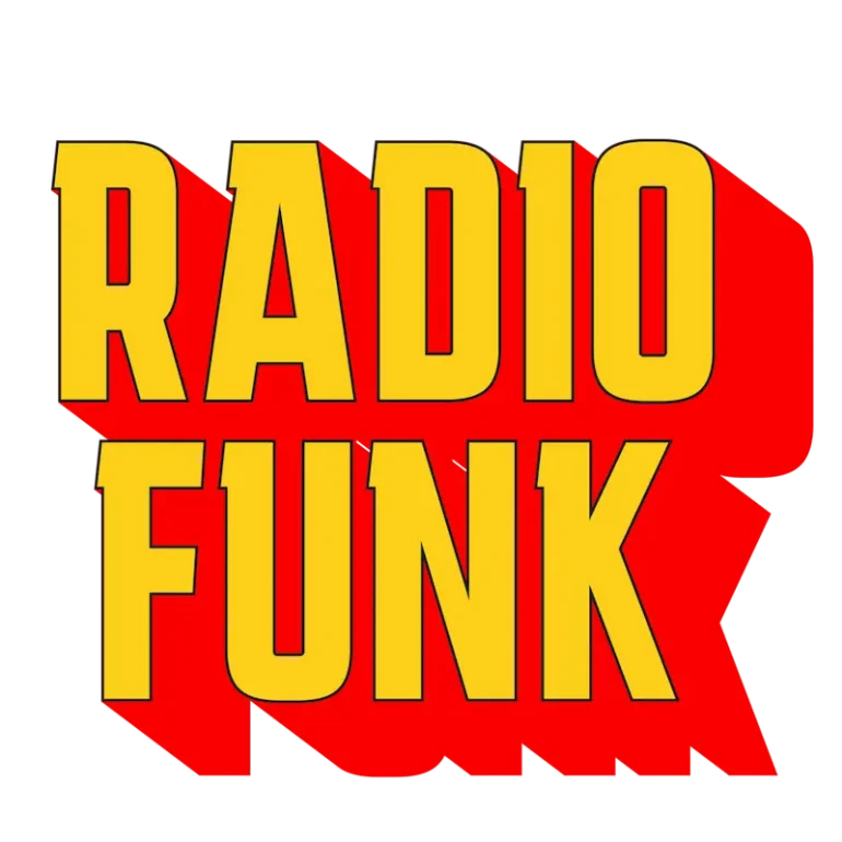 Radio Funk logo jaune et rouge façon année 70