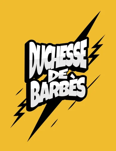 logo duchesse de barbes blanc sur fond jaune radio funk